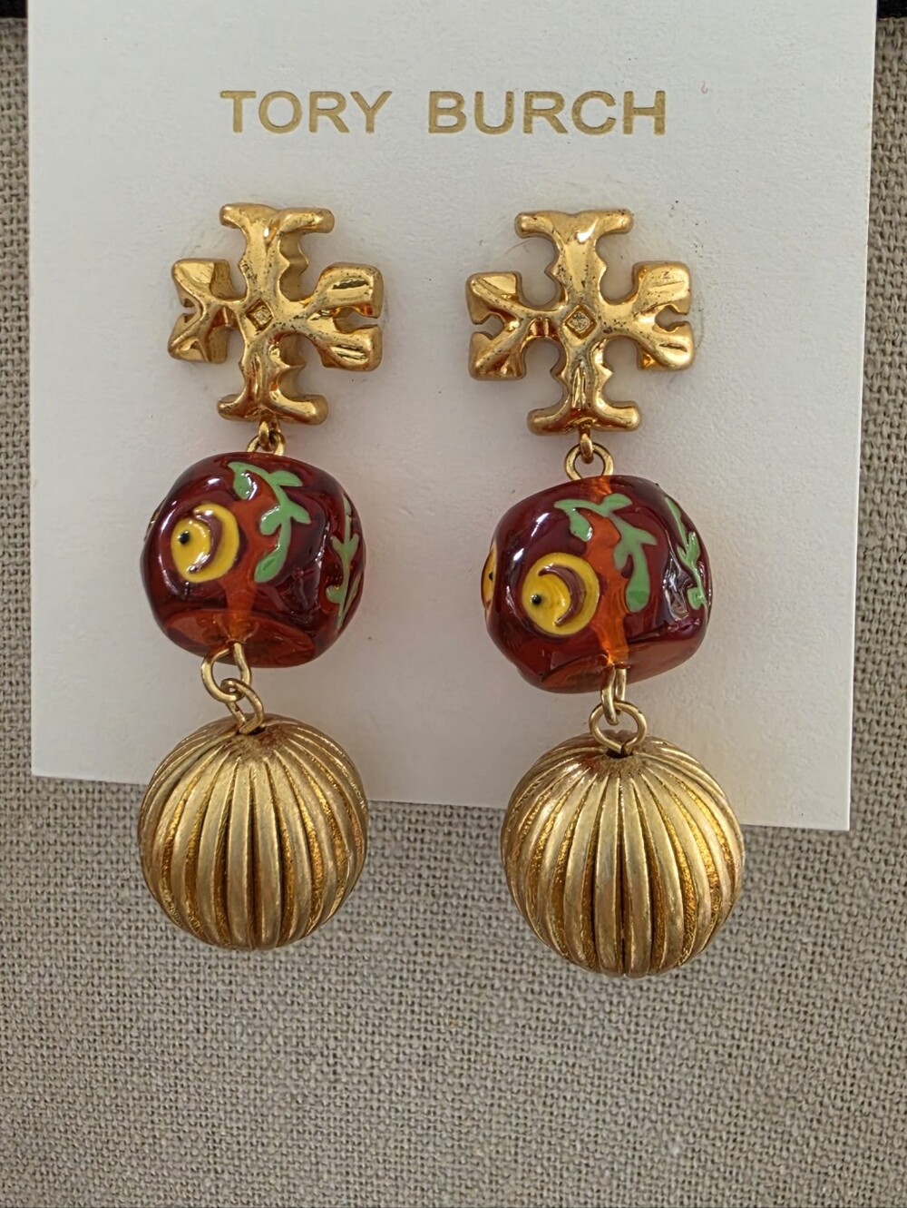 Tory Burch Roxanne Burnt Sienna Double Drop Earrings